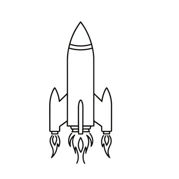 Rocket ship with flames