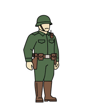Soldier in uniform with helmet and equipment