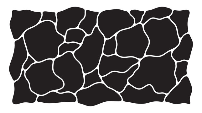 Irregular stone pattern with jagged edges black and white silhouette