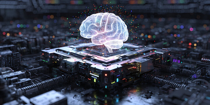 Advanced AI processor brain concept