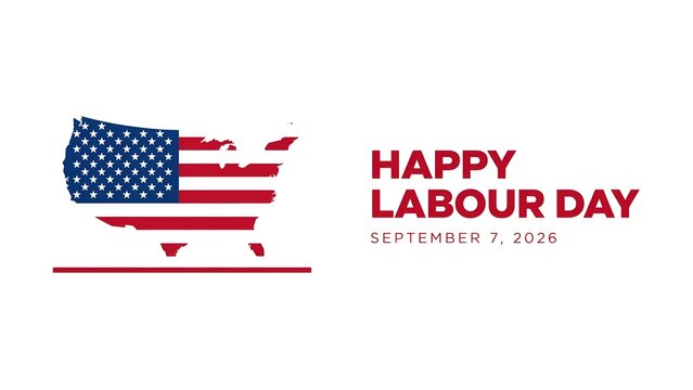 Happy labour day september 7 2026 with usa map flag design
