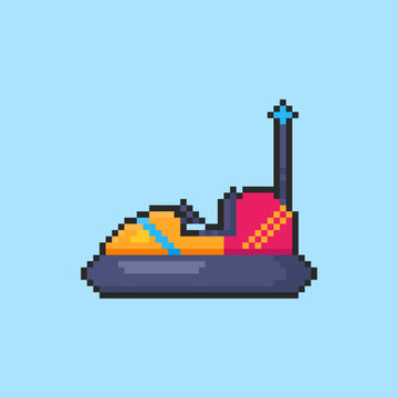 Pixel art Bumper Car game asset design