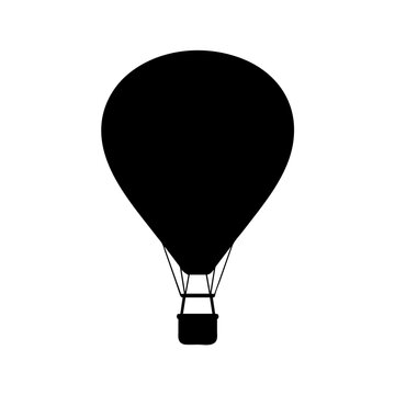 Hot Air Balloon Silhouette Vector Illustration Isolated on White Background, Minimal Travel and Adventure Icon