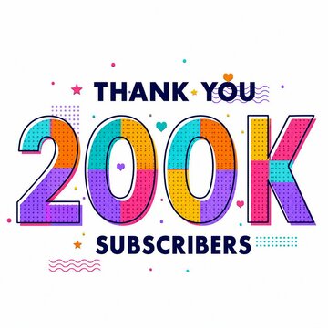Thank you 200k subscribers colorful celebration vector illustration