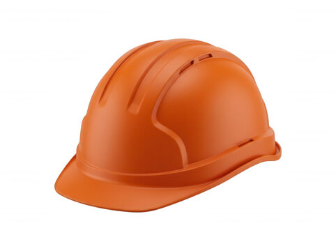 Orange safety hard hat view isolated on a transparent background helmet