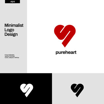 Minimal Heart-Shape Initial Letter S Logo Design Template