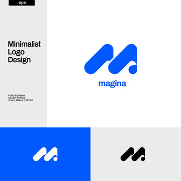 Simple Number Initial Letter M Logo Design Template