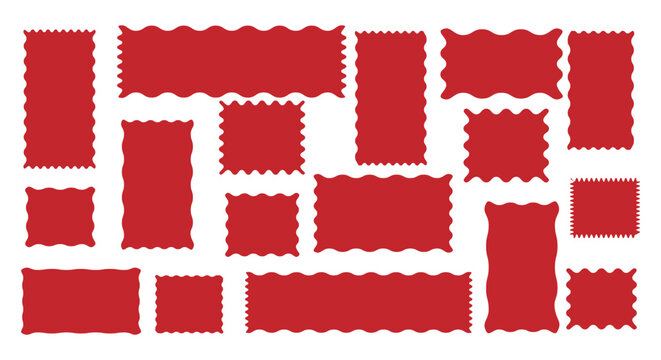 Rectangle shape frame with zigzag edge. Rectangular zigzag curved box. Decorative banners and labels set. zigzag frames,shapes, zig zag edge.