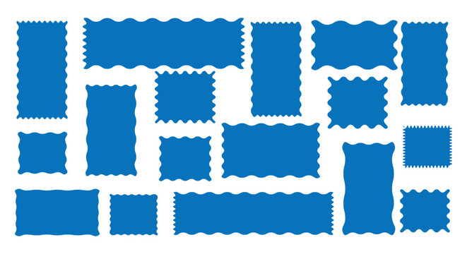 Rectangle shape frame with zigzag edge. Rectangular zigzag curved box. Decorative banners and labels set. zigzag frames,shapes, zig zag edge.