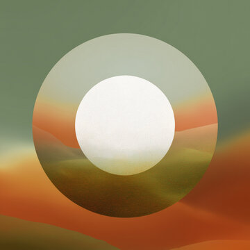  India-shaped pattern in abstract sun over tricolor gradient landscape.

