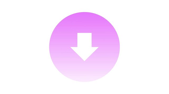 Modern digital download arrow icon in a vibrant gradient circle, representing data transfer, system updates, and user interface functionality for web and mobile applications