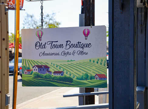 Temecula, CA USA on October 8, 2022. The Old Town Boutique sign by entrance.