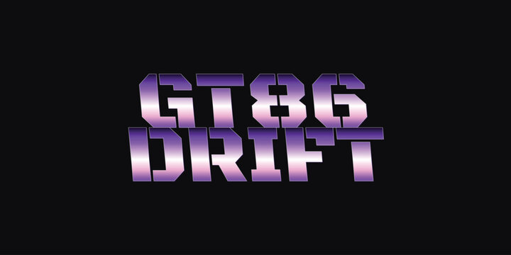 GT86 Drift Purple Gradient Text Vector Illustration