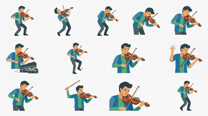 Fototapeta premium Musicians playing violin in animated poses.
