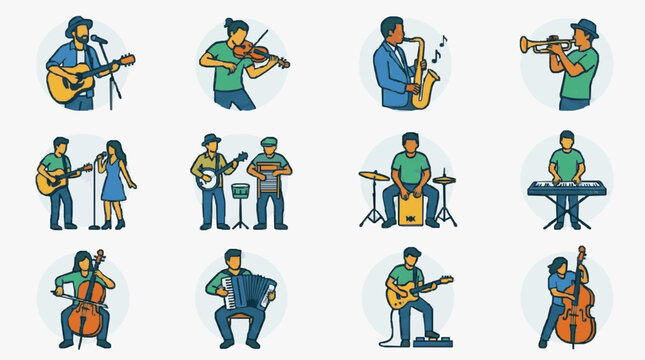 Musicians Playing Various Instruments Together.