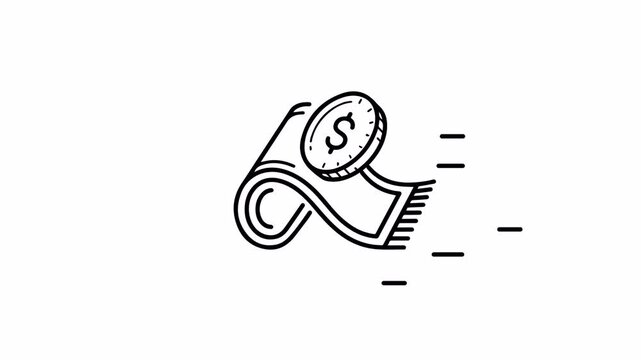 representing fast financial transactions and wealth growth through a flying magic carpet banknote and dollar coin