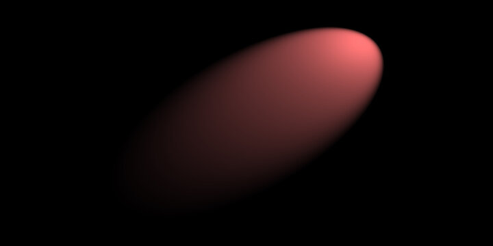 Abstract 3D Red Glow Capsule Ellipsoid Shape Soft Gradient Lighting Element Isolated on Black Background. Futuristic Pinkish Red Light Leak Spot Gradient Pill Shape Ambient Lighting Effect for Web UI 