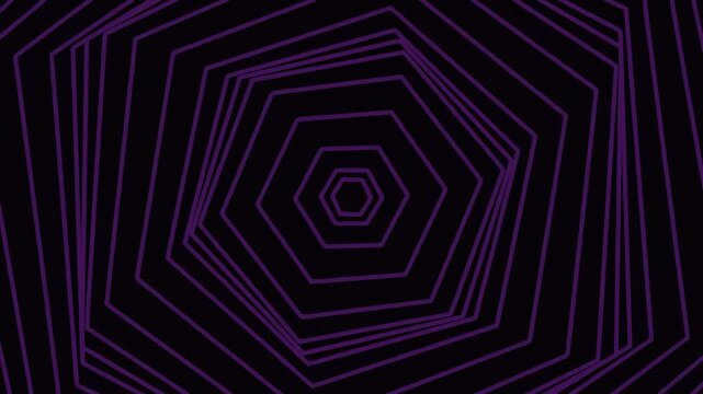 Abstract geometric pattern with purple hexagonal lines on black background