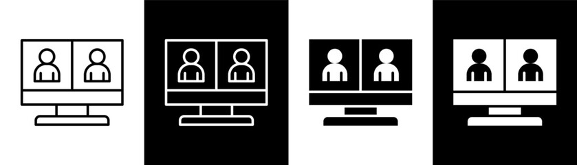 Fototapeta premium Online Meeting white and black icon set design