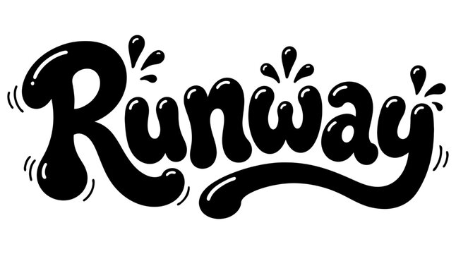 Runway Name Typography SVG Vector &ndash; Cute Glossy Bubble Lettering, Personalized Hand Lettered Sticker Design