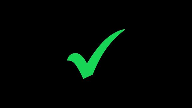 White and Green check mark on transparent background. Check mark symbol. approved tick mark icon,Check mark icon animation , right mark icon. Motion graphics of check box,