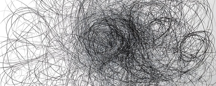Seamless pattern with gray graphite pencil scribbles. Black and white hand drawn texture. Horizontal background with loose, chaotic pencil strokes