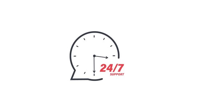 Animated 24/7 Support Clock Icon 