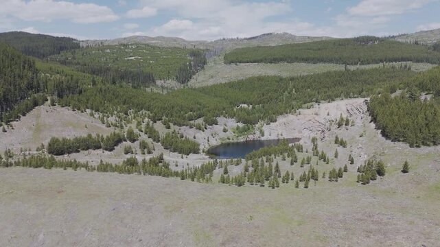 Old flooded deactivated mine in the Okanagam area in British Columbia in Canada.