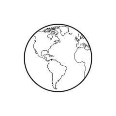 Minimalist world globe outline vector illustration with continents ©  Art