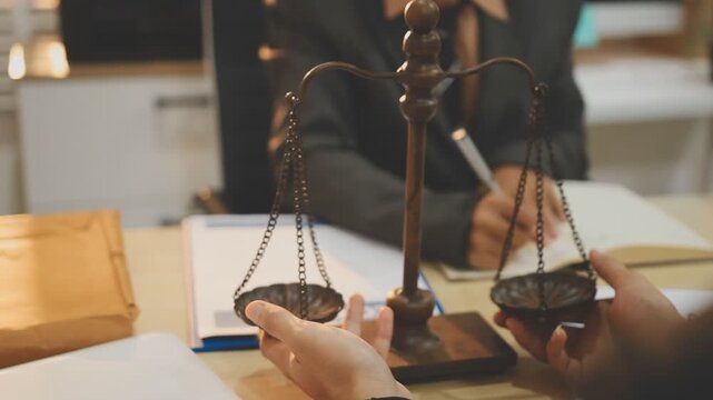 Lawyer explained to the client about the law that must be brought against the court case.