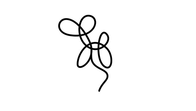 Dog made of balloons, linear drawing, black isolated vector silhouette