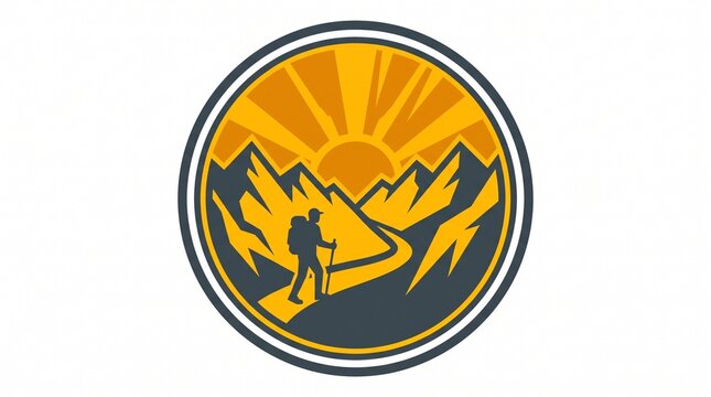Mountain hiking and trekking logo badge design for adventure club vector illustration