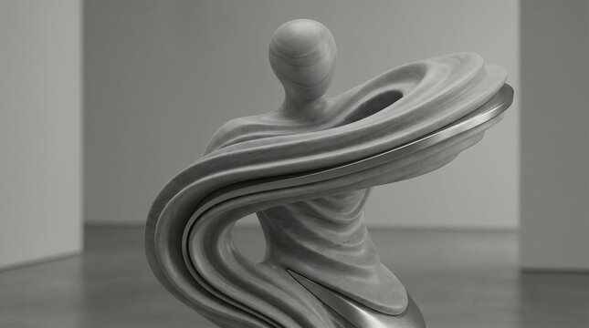 Abstract human sculpture flowing in smooth curves Generative AI