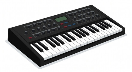 Fototapeta premium synthesizer flat vector illustration, isolated on white