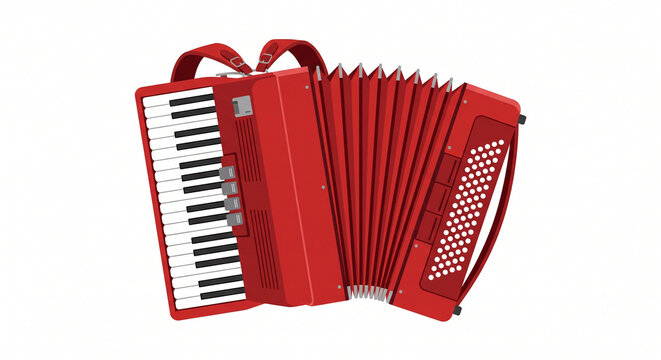 accordion flat vector illustration, isolated on white