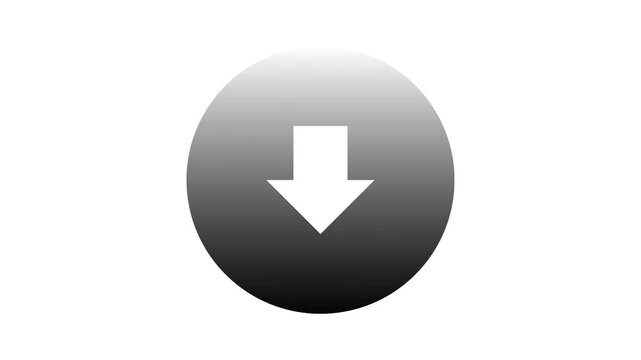 Gradient circular button with a white downward arrow, symbolizing content download, directional movement, or a decrease indicator for user interfaces