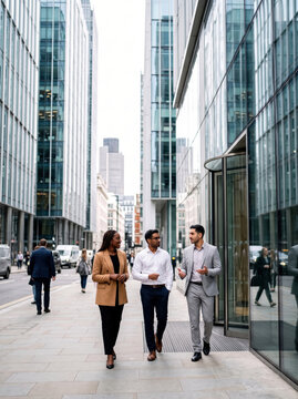 Professionals Leaving the Office Building