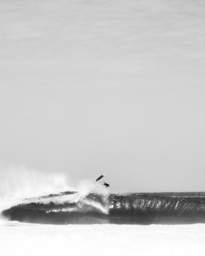 Surfer escaping the wipeout at Pipeline Northshore Hawaii