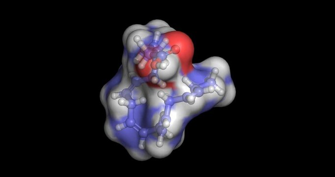 Eicosapentaenoic acid/ EPA, omega-3 polyunsaturated fatty acid for cardiovascular health, 3D molecule 4K spinning