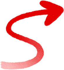 Fototapeta premium Red S Curved Up Right Arrow