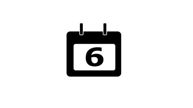 Calendar icon - day 6 animation Lu ma matte with white background . appointment, important date, Timetable. time management, organize meeting. Planning strategy.