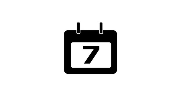 Calendar icon - day 7 animation Lu ma matte with white background . appointment, important date, Timetable. time management, organize meeting. Planning strategy.