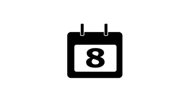 Calendar icon - day 8 animation Lu ma matte with white background . appointment, important date, Timetable. time management, organize meeting. Planning strategy.