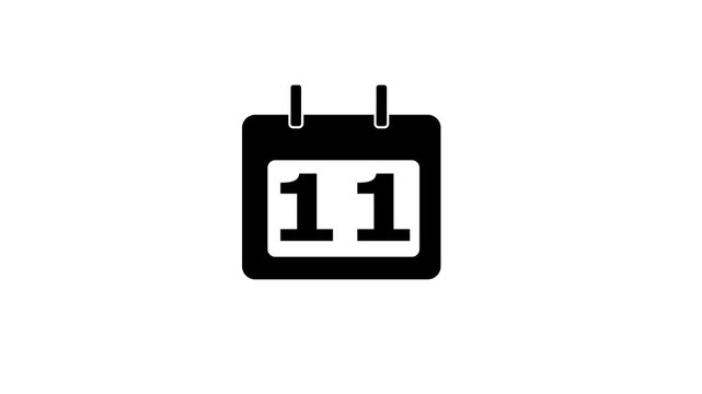 Calendar icon - day 11 animation Lu ma matte with white background . appointment, important date, Timetable. time management, organize meeting. Planning strategy.