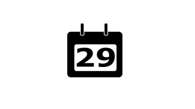 Calendar icon - day 29 animation Lu ma matte with white background . appointment, important date, Timetable. time management, organize meeting. Planning strategy.
