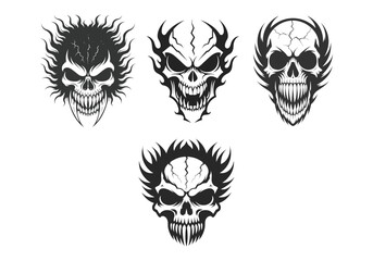 Fototapeta premium Premium Halloween Horror Skull Vector Collection | Scary Skull Silhouette Vector Bundle for T-Shirts, Stickers, Cricut, Decals & Commercial Use