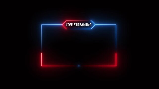 live streaming neon text frame animation box frame neon frame live streaming game live Stream overlay animation for live streaming video Titles 4k