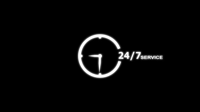 24 to 7 day Customer support icon Call center. Linear outline sign. Time icon