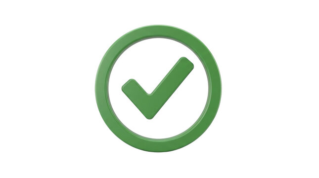 Green Check Mark in Circle: A vibrant green check mark inside a circle, symbolizing confirmation, approval, or completion of a task. A clean and simple graphic representation of a positive outcome.