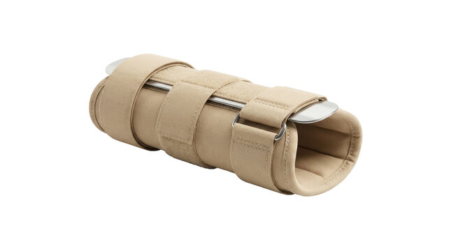 Wrist Brace Support: A beige wrist brace, designed to provide support and stability for injured or weak wrists, is presented against a clean background.